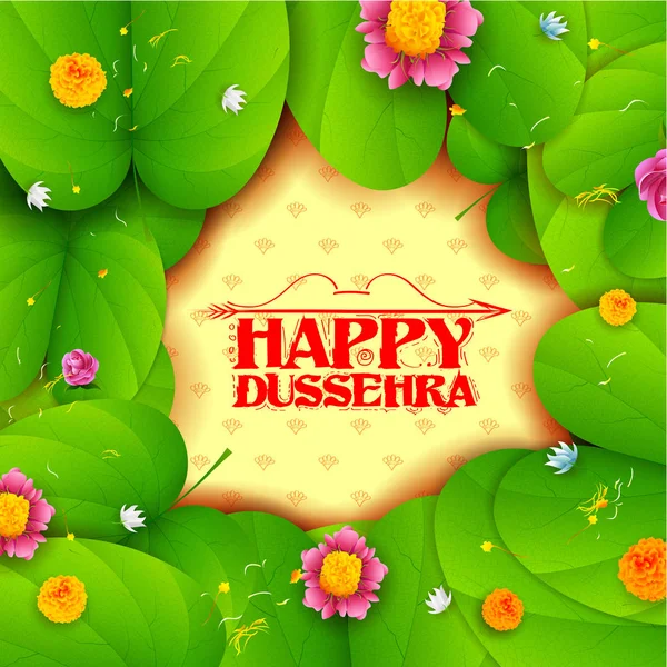 Sona patta för önska glad Dussehra ibland av Navratri Vijayadashmi — Stock vektor