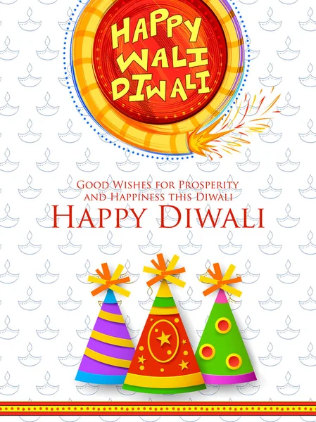 Colorido petardo en Happy Diwali Fondo de vacaciones para el festival de luz de la India — Vector de stock