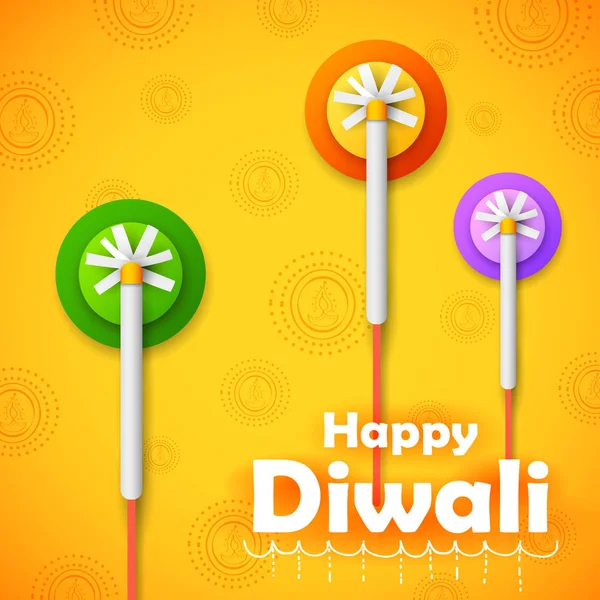 Colorido petardo en Happy Diwali Fondo de vacaciones para el festival de luz de la India — Vector de stock