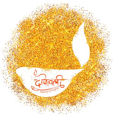 Hindistan'ın ışık Festivali için mutlu Diwali Holiday arka plan üzerinde diya yanan