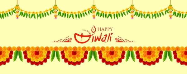 Flower garland decoration toran for Happy Diwali Holiday background — Stock Vector