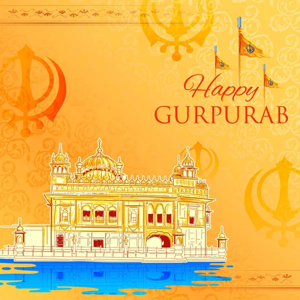 Glad Gurpurab, Guru Nanak Jayanti festival Sikh firande bakgrund — Stock vektor