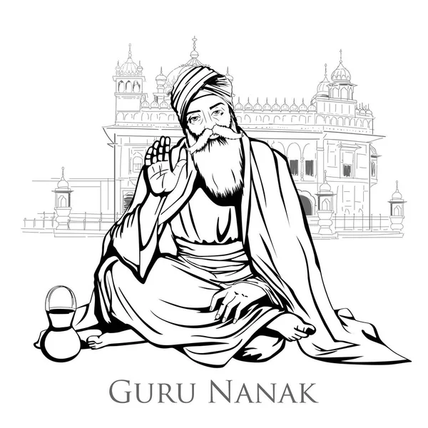 Happy Gurpurab, Guru Nanak Jayanti festival van Sikh viering achtergrond — Stockvector