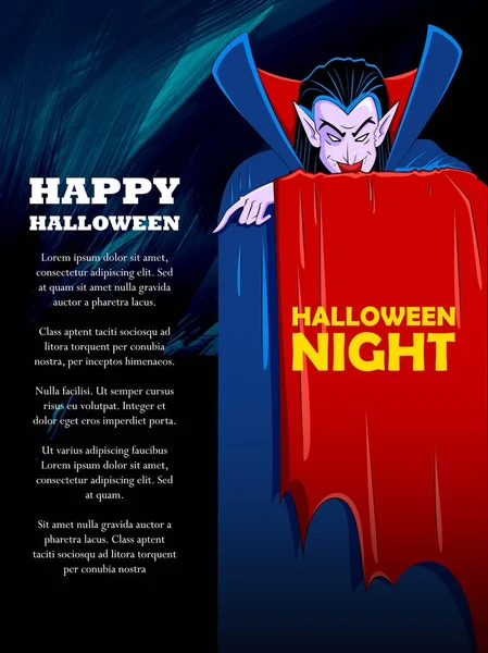 Dracula v Happy Halloween svátek noční oslavě pozadí — Stockový vektor