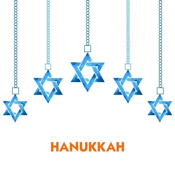 Happy Hanukkah, Jewish holiday background with hanging star of David — Stock Vector