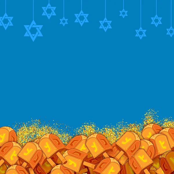 Feliz Hanukkah, fondo de fiesta judía con dreidel — Vector de stock