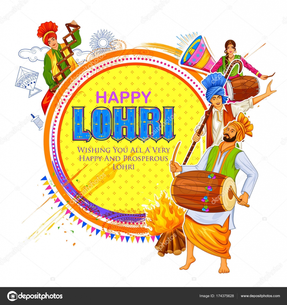 Happy Lohri holiday background for Punjabi festival Stock Vector Image by  ©vectomart #174375628