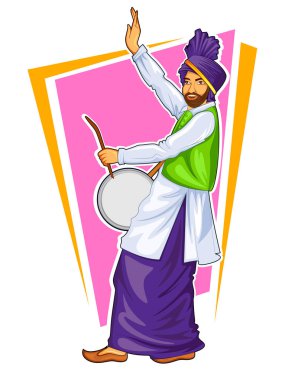 Sih Pencap dili dhol oynama ve tatil gibi Lohri veya Vaisakhi bhangra dans Serdar