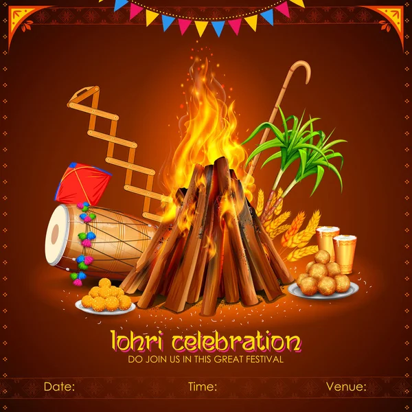 Счастливый предыстория праздника Лохри для Пенджабского фестиваля — стоковый вектор