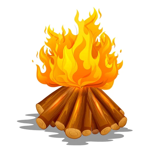 Blazing bonfire inferno fire on wood for outdoor camping or Lohri celebration — Stock Vector