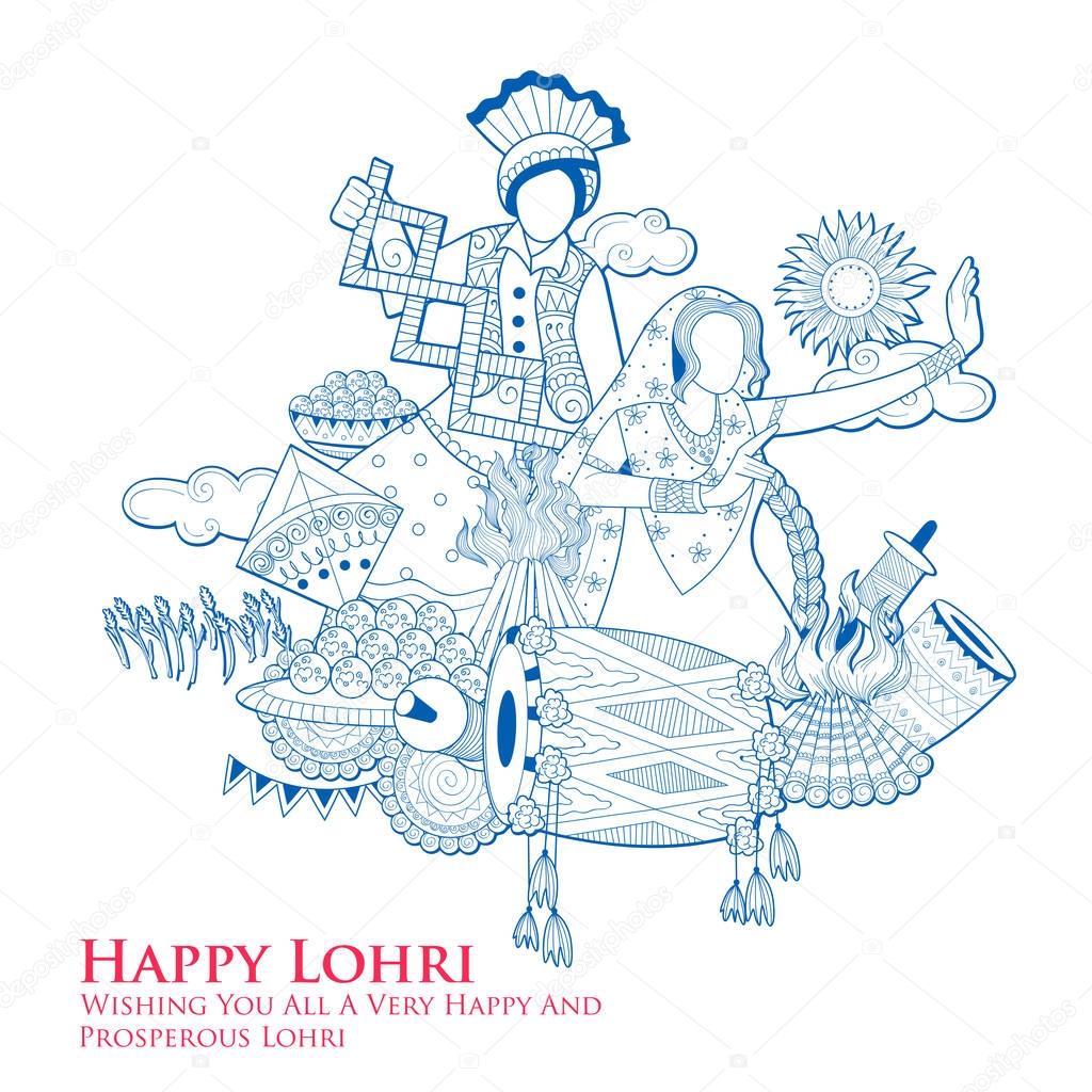 Happy Lohri holiday background for Punjabi festival