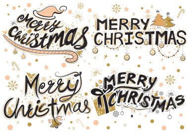 Arka plan tebrik merry Christmas yazı tasarım tipografi Stil kümesi