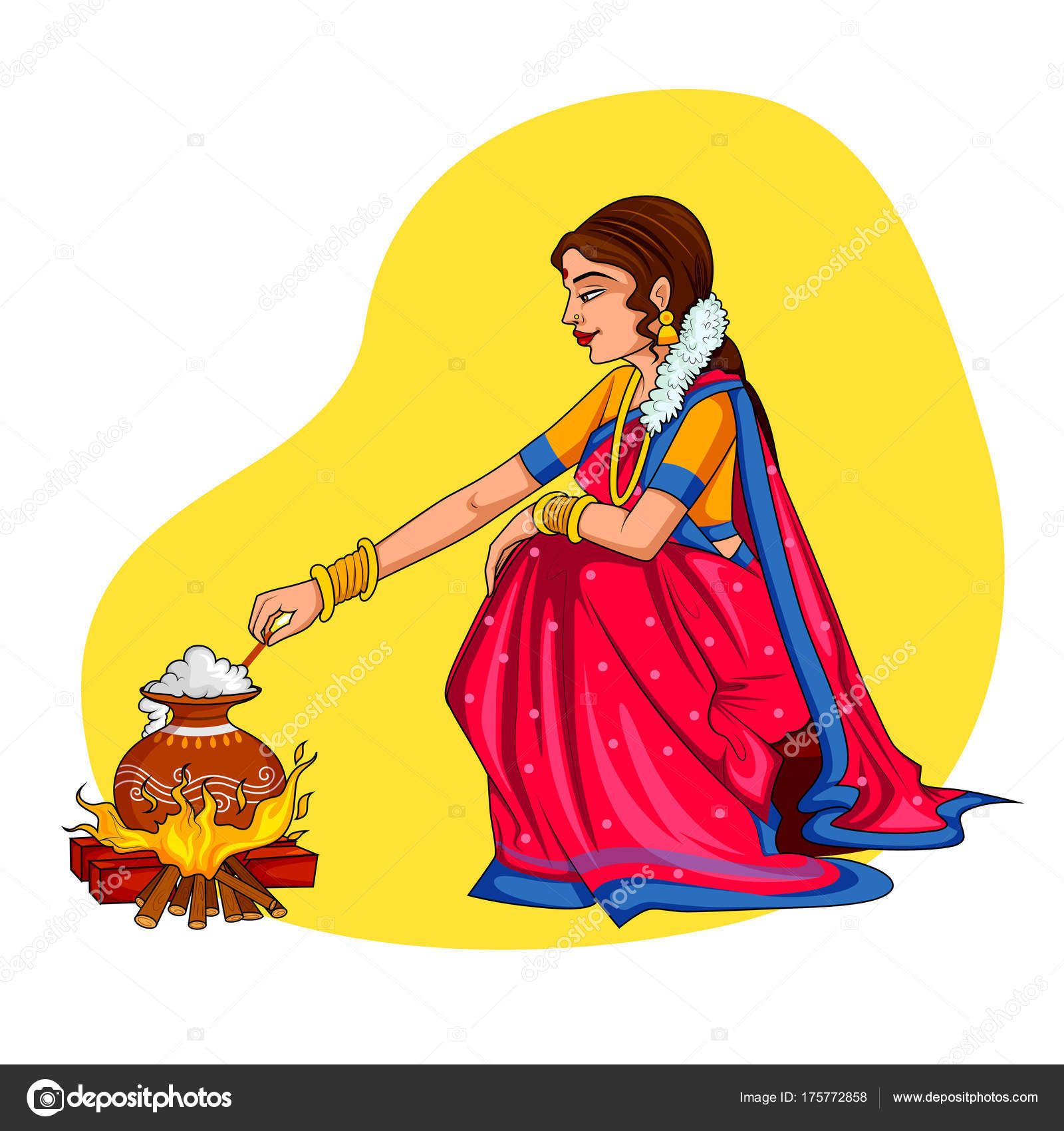 Happy Pongal Holiday Harvest Festival of Tamil Nadu South India greeting  background Stock Vector Image by ©vectomart #175772858
