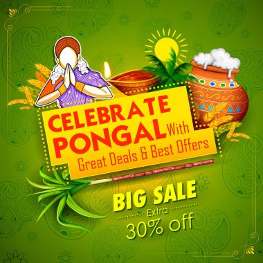 Tamil Nadu Tatil Hasat Festivali 'nin kutlu olsun Güney Hindistan Satış ve Reklam Arkaplanı