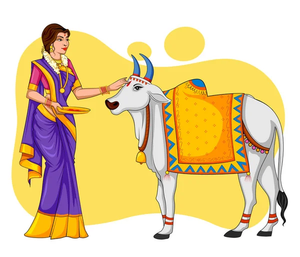 Поздравление с праздником урожая в Тамил-Наду, Южная Индия — стоковый вектор