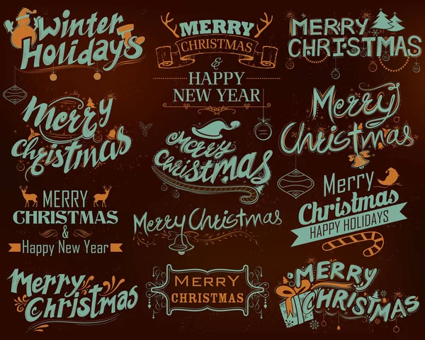 Arka plan tebrik merry Christmas ve kış tatil yazı Set tasarımı tipografi stil