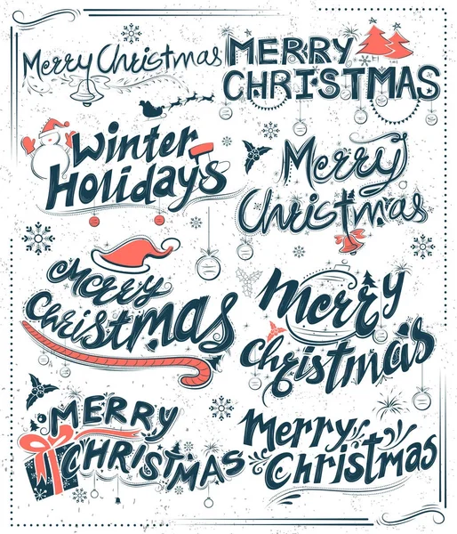 Arka plan tebrik merry Christmas ve kış tatil yazı Set tasarımı tipografi stil