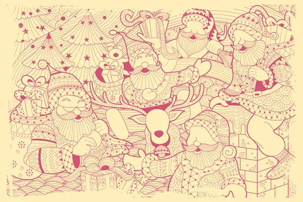 Doodle z Merry Christmas wakacje z Mikołajem — Wektor stockowy