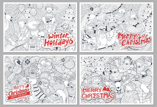 Feliz Natal Lettering Design Set tipografia estilo saudação fundo — Vetor de Stock