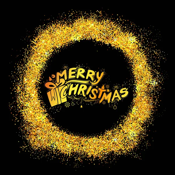 Wesołych Świąt zestaw świąteczny napis Design Typografia stylu pozdrowienie tło złoto świecidełka — Wektor stockowy
