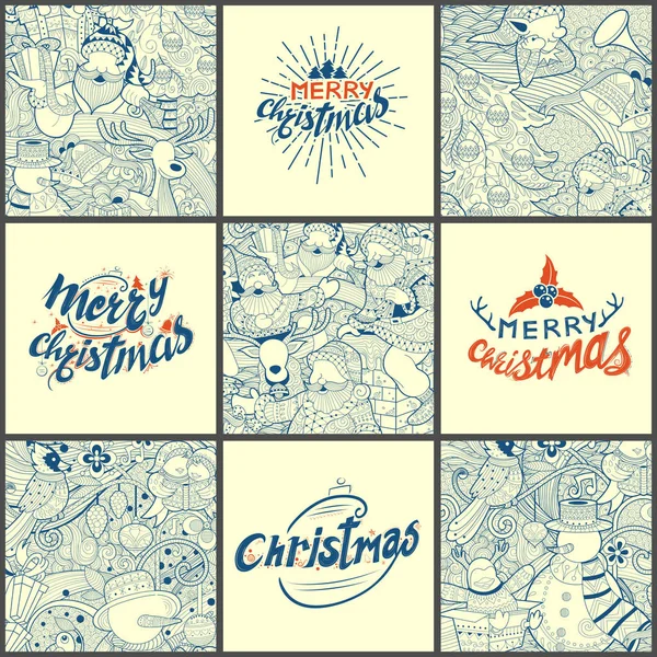 Merry Christmas bokstäver designuppsättning typografi stil hälsning bakgrund — Stock vektor