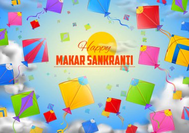 Hindistan festivali için renkli uçurtmalı Makar Sankranti duvar kağıdı