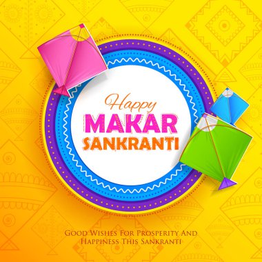Festival Hindistan için renkli uçurtma dize ile mutlu Makar Sankranti duvar kağıdı