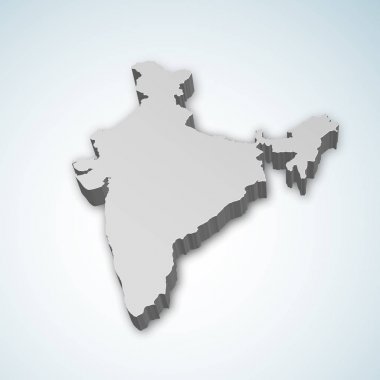 Hindistan, Asya ayrıntılı 3d Haritası