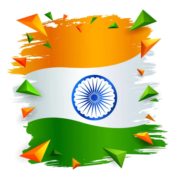 Fondo tricolor de la bandera india para el Día de la República y la Independencia de la India — Vector de stock