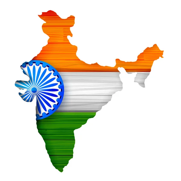 Tricolor Hint bayrak arka plan harita Cumhuriyeti ve Hindistan Bağımsızlık günü — Stok Vektör