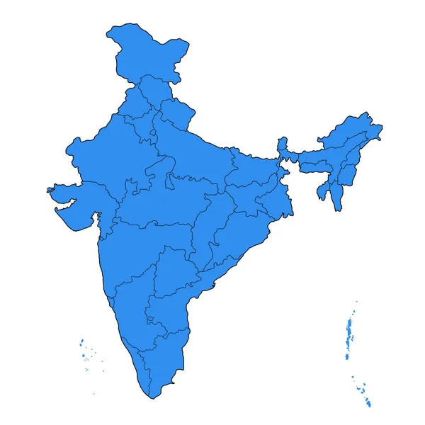 Подробная карта Индии, Азии со всеми государствами и границами стран — стоковый вектор