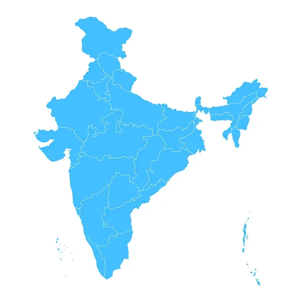 Hindistan, Asya Detaylı Haritası tüm ülkeler ve ülke sınırı — Stok Vektör