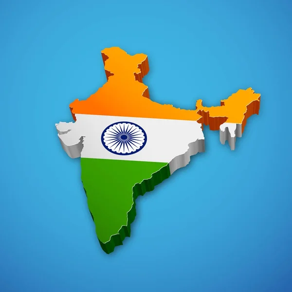 Τρίχρωμη σημαία ινδική χάρτη υπόβαθρο για την Δημοκρατία και η ημέρα της ανεξαρτησίας της Ινδίας — Διανυσματικό Αρχείο