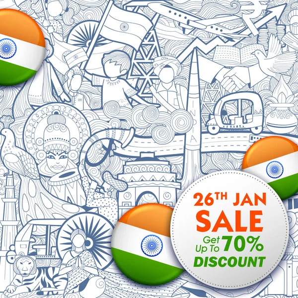 Trikolore Banner mit indischer Flagge für den 26. Januar fröhlicher Tag der Republik Indien — Stockvektor