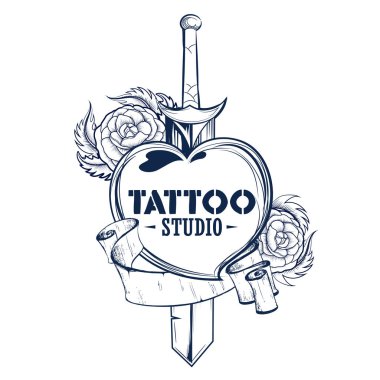 Floal çiçek dövme sanat tasarımı ile kılıç