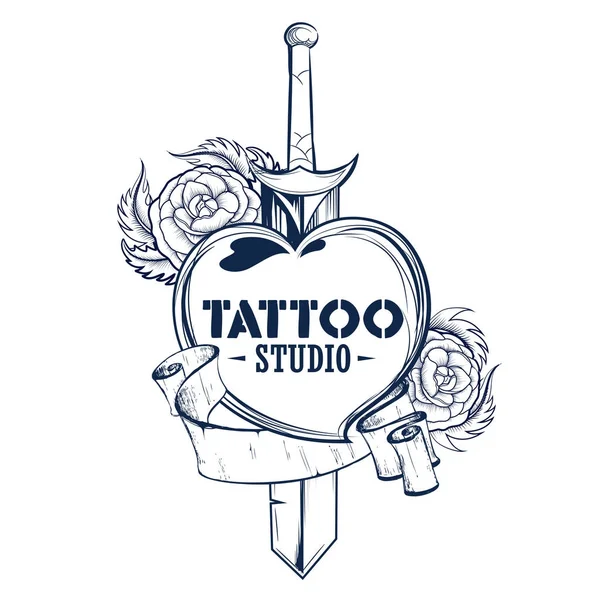 Татуировка дизайн Флоал Цветок с мечом — стоковый вектор