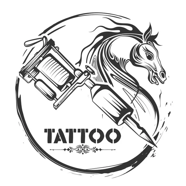 Татуировка художественный дизайн линии лошади художественный стиль — стоковый вектор