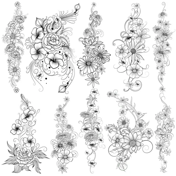 Tattoo art design della collezione Floral Flower — Vettoriale Stock