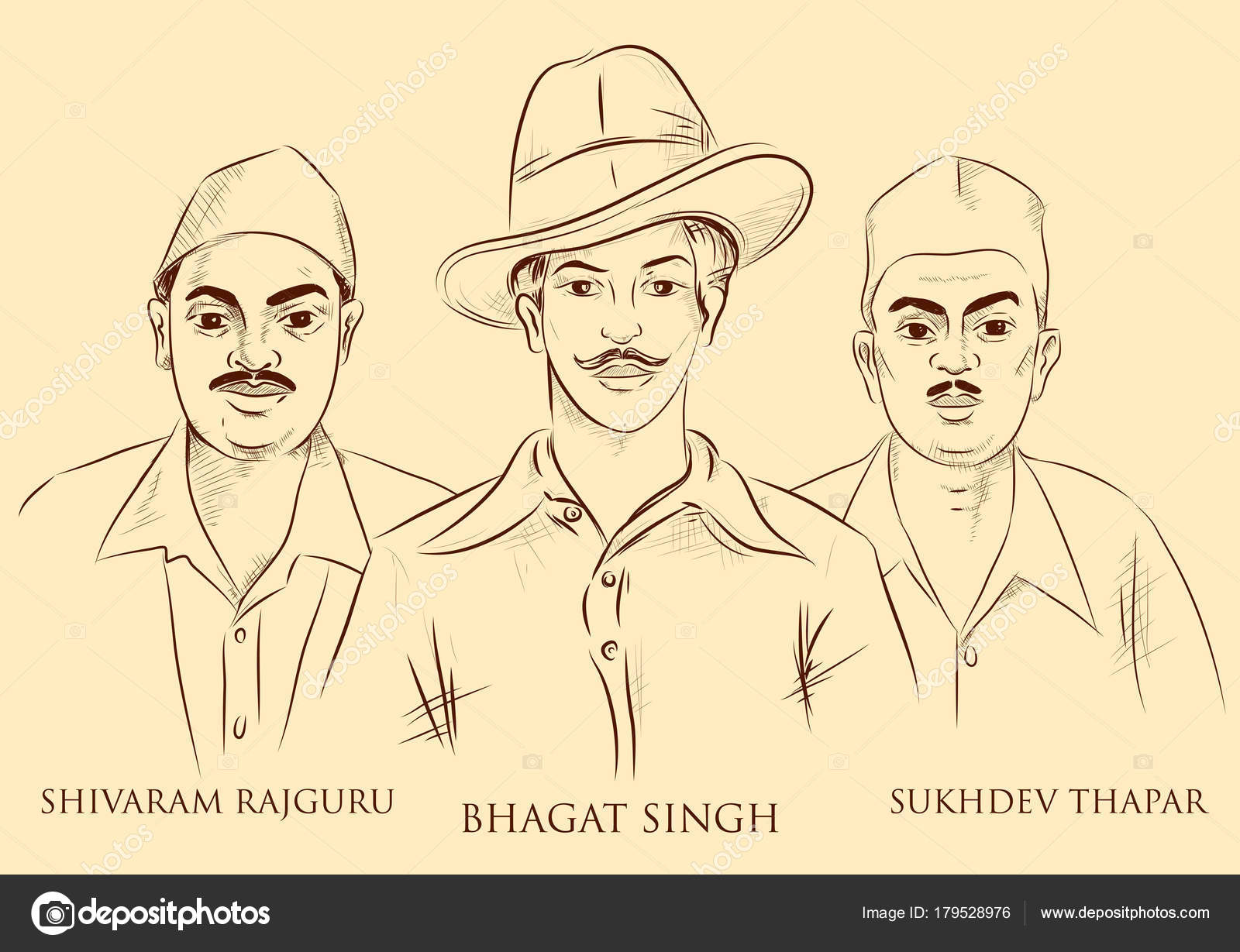 Indian background with Nation Hero Freedom Fighter Bhagat Singh, Shivaram  Rajguru and Sukhdev Thapar Stock Vector Image by ©vectomart #179528976