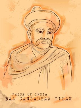 Ulus kahraman ve özgürlük savaşçısı Bal Gangadhar Tilak gurur Hindistan Hint Vintage arka plan
