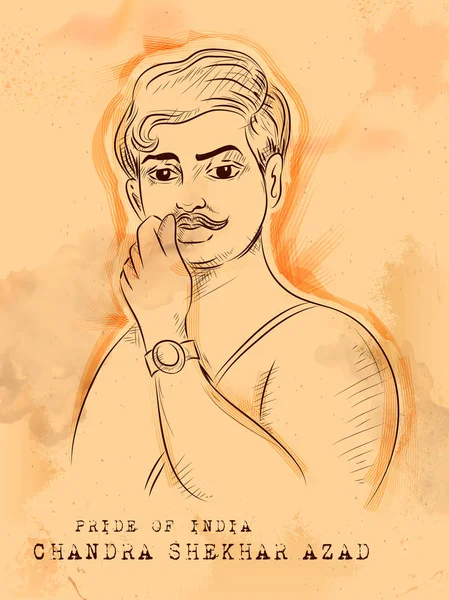 Vintage Indian background with Nation Hero and Freedom Chandra Shekhar Azad Pride of India — Stock Vector