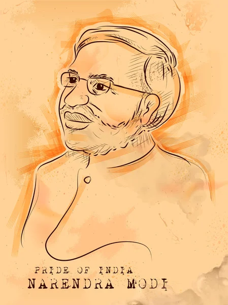 Fundo vintage com grande líder indiano Narendra Modi Orgulho da Índia — Vetor de Stock