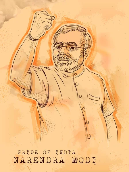 インドのインド大きなリーダー Narendra モーディ誇りビンテージ背景 — ストックベクタ