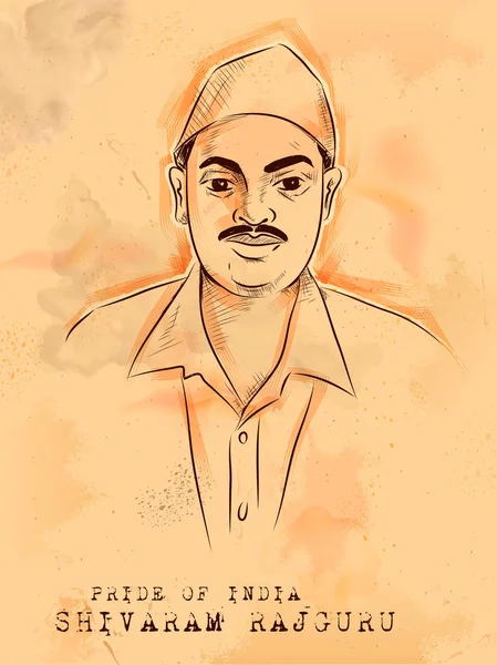 국가 영웅와 인도의 자유 전투기 Shivaram Rajguru 자부심 빈티지 인도 배경 — 스톡 벡터