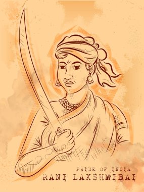 Ulus kahraman ve özgürlük savaşçısı Rani Lakshmibai gurur Hindistan Hint Vintage arka plan