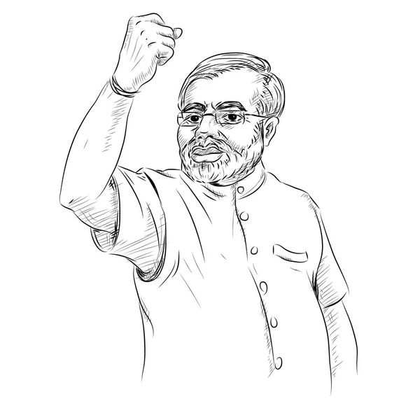 孤立的白色背景与印度伟大的领袖纳兰德莫迪印度的骄傲 — 图库矢量图片