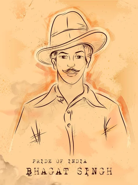 Ulus kahraman ve özgürlük savaşçısı Bhagat Singh gurur Hindistan Vintage Hindistan arka plan — Stok Vektör