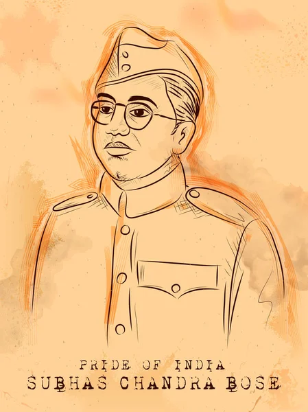 Vintage Indiase achtergrond met nationale held en vrijheidsstrijder Subhash Chandra Bose Pride of India — Stockvector