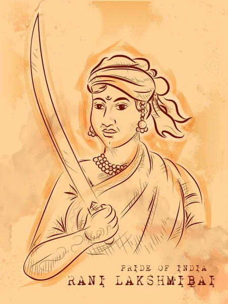 Vintage indischer Hintergrund mit Nationalheld und Freiheitskämpfer rani lakshmibai Stolz Indiens — Stockvektor