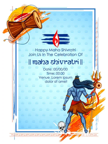 Senhor Shiva, Deus indiano de Hindu para Shivratri — Vetor de Stock